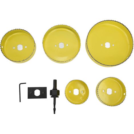 Kit de 8 scies cloches en carbure pour perçage de trous ronds dans le bois et le PVC (64-127 mm). (1/5)