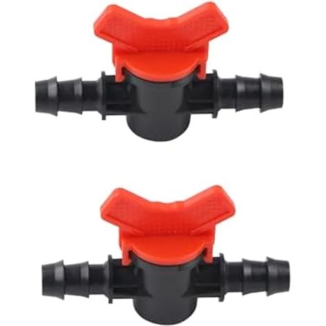 Lot de 2 vannes d'arrêt à double cannelure en plastique pour tuyau d'arrosage de 16 mm, utilisées pour jardin, aquarium, contrôle du débit d'eau (1/5)