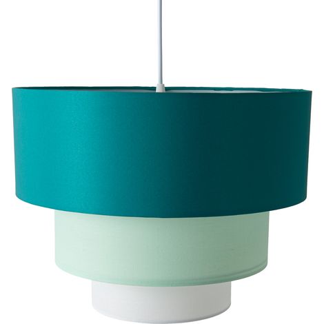 Suspension plafond textile trois niveaux blanc vert D40 cm