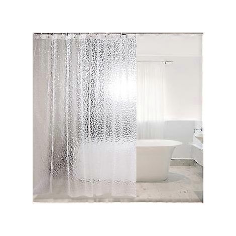 Schimmelresistenter Duschvorhang 180 x 200 cm, halbtransparent, aus EVA-Material, wasserdicht, waschbar, 3D-Design, mit 12 Ringen, PVC-frei