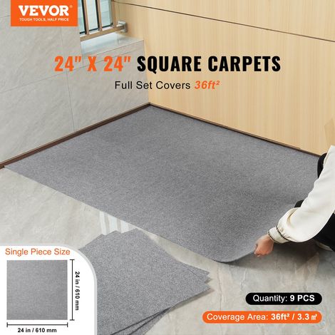 Dalles de moquette à décoller et à coller, 610 x 610 mm, tapis de sol auto-adhésif, douces et rembourrées, installation facile, pou… (1/5)