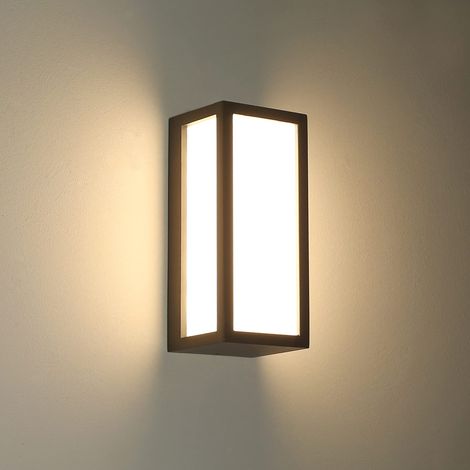 Applique murale extérieure, Corps en aluminium, Design moderne, Étanche IP55, blanc froid, couleur noire, pour éclairage extérieur des façades et jardins, OUYLAF