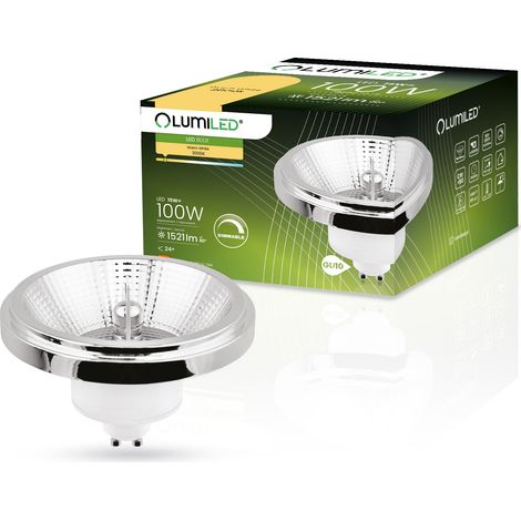 LED-Lampe GU10 Spot ES111 15W = 100W 1521lm 3000K Warmweiß 24° Dimmbar Silber LUMILED