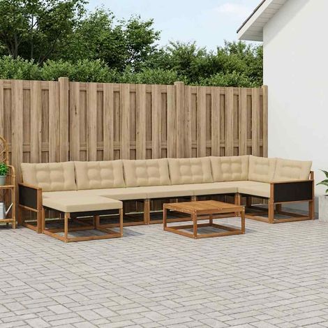 vidaXL Outdoor-Sofagarnitur 8 Stk. Natur und Beige Polyester (1/5)