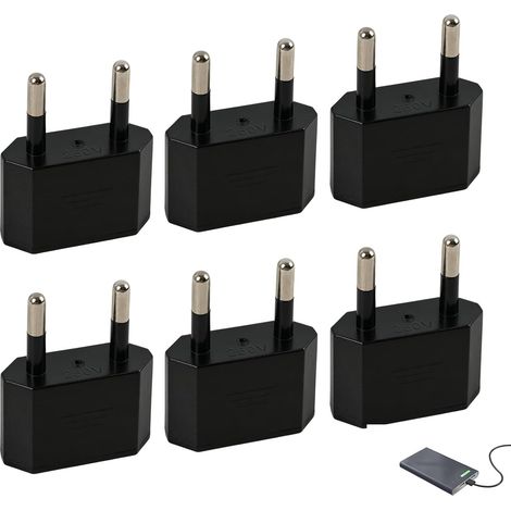 6 Pièces Adaptateur Prise USA, Adaptateur US vers France Prise 2 Broches, Convertisseur US vers EU Voyage 250V 6A Américaines vers Européennes, Compatible avec Smartphone Ordinateur Portable Chargeur (1/5)