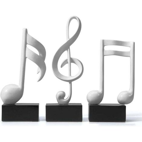 3pcs Decorative Figure Music Note Sculpture Statue Modern Music Art for Christmas Piano Birthday Gift Resin White (1/4)