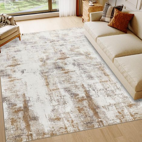 Tapis Salon 200x290cm Grand Tapis Lavable en Machine Beige Marron Doux Poil Ras Antidérapant Moderne Tapis De Chambre Salle à Manger Decoration Salon (1/5)