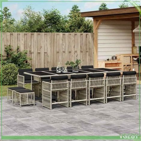 Ensemble à manger de jardin - 3211715 - 10 personnes - Gris clair rotin - Coussins anthracite, anti-UV (1/5)