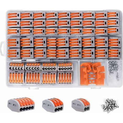 Set conectori electrici rapid, 120 pièces, portocaliu, 19,8x13,4x3,8cm (1/5)
