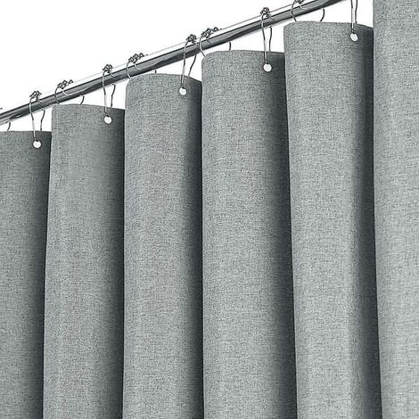 Filiyano-Rideau de douche extra long 180 x 240 cm, grand rideau de douche en tissu imitation lin avec 12 crochets en plastique, grand rideau de douche (1/5)