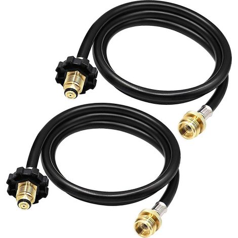 Lot de 2 tuyaux adaptateurs propane de 1,8 m (6 pi), 1 lb à 20 lb, raccord mâle POL pour chauffage Buddy, réchaud, pistolet à gaz. (1/5)