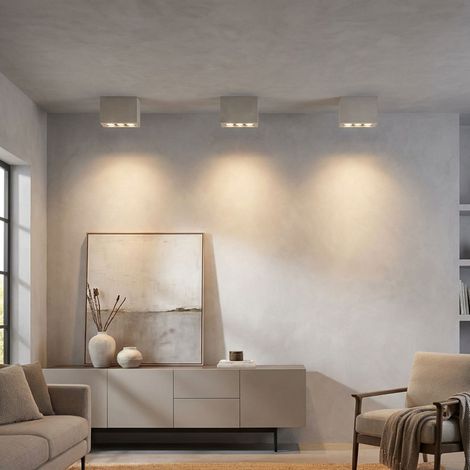 Plafoniera faretto a soffitto 3 lampadine Faretto LED luce soggiorno lampada corridoio grigio cemento 6,6 Watt 440 lumen 3000 Kelvin bianco caldo, LxPxA 12,2x5,6x10 cm, set da 3