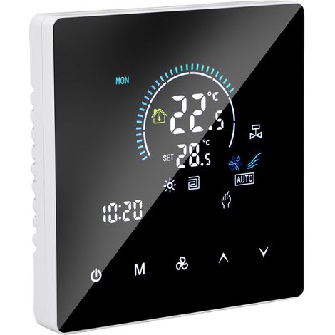 Thermostat programmable pour climatiseur central IP20, affichage couleur, réglage de la température de 5 à 60 °C, idéal pour bureaux, centres commerciaux et hôtels. (1/5)