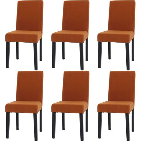 Lote de 6 sillas de comedor Littau, silla de cocina respaldo alto, tela/textil cuerda madera, terracota, patas oscuras (1/5)