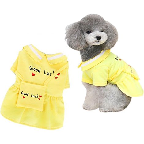 Dog Shirt Small Dog Pet T Shirt Summer Cool Vest Basic Tank Top Soft Cotton Printed Pattern Soft Cotton for Dogs Girls Boys Girls (Yellow/L) (1/5)