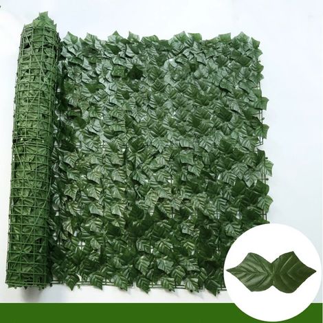 (Lierre foncé, 50 x 100 cm) Panneaux de haie artificielle en lierre vert, fausses plantes, brise-vue pour la décoration de votre cour, jardin ou terrasse. (1/4)