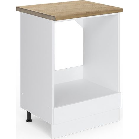 Mobile per forno da incasso R-Line, Bianco lucido, 60 cm , PL Rovere, Vicco