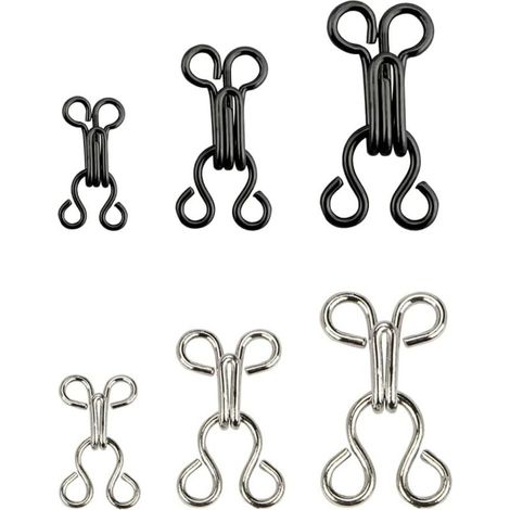 Crochets de   Fermeture des Yeux, 12 Paires   Crochets et Oeillets Fermeture,   DIY Accessoires de Bricolage, 3 Tailles, pour Soutien Gorge, Vêtements, Jupes, Pantalons(Noir S