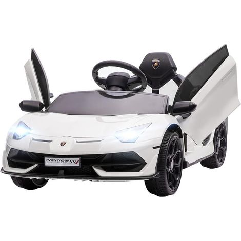 MACCHINA ELETTRICA PER BAMBINI A 12V LICENZA LAMBORGHINI CON CLACSON E TELECOMANDO. 107.5X63X42 CM. BIANCA (1/5)