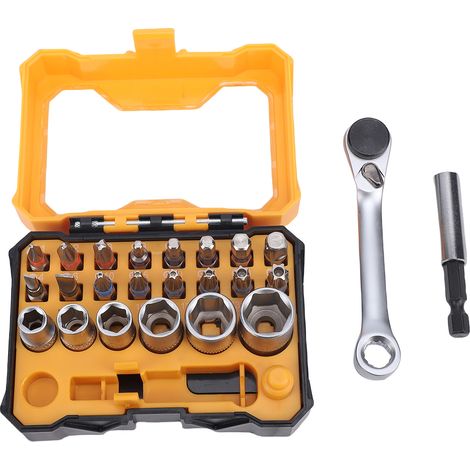 clé à douilleJeu de 24 pièces tournevis à cliquet multifonction avec douilles pour assemblage meubles et maintenance électrique (1/5)