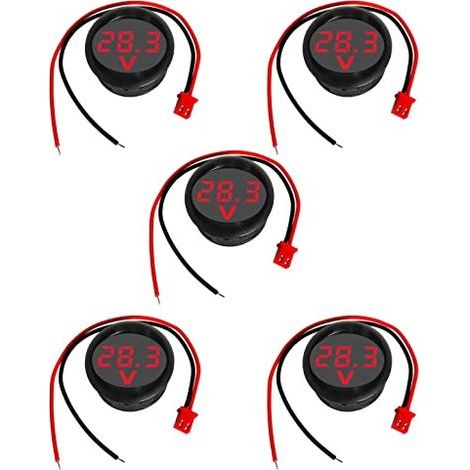 Stück DC 4-100V Digitalvoltmeter, 2-Draht-Spannungsprüfer mit 3-stelliger Anzeige, LED-Anzeige und Verpolungsschutz für Auto/Marine/Boot (Rot) Rot - (1/5)