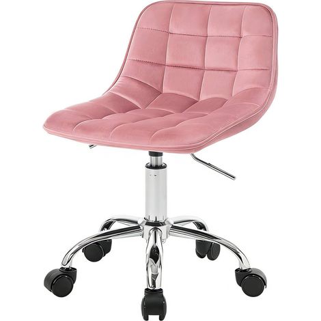 Silla de oficina giratoria de terciopelo rosa ajustable en altura con ruedas MODENUIT (1/5)