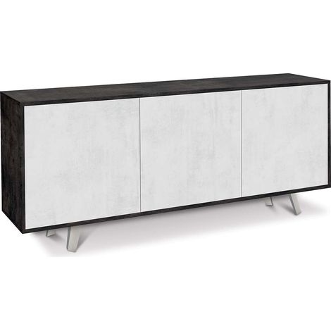 Credenza buffet moderna nera con tre ante bianco ossido. (1/5)