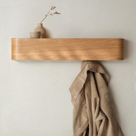 Wandregal mit verdeckten Haken, Holz, Naturfarbe (1/5)