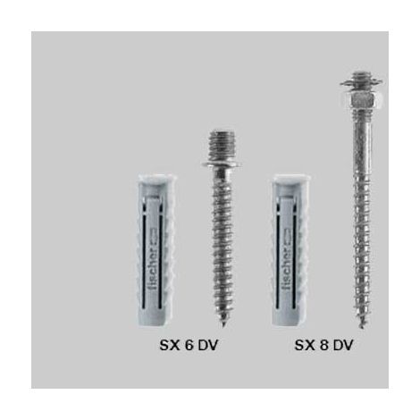 TASSELLO NYLON CON VITI PER COLLARINI - Ø 6 Att. M6 100 - 1 confezioni - FISCHER