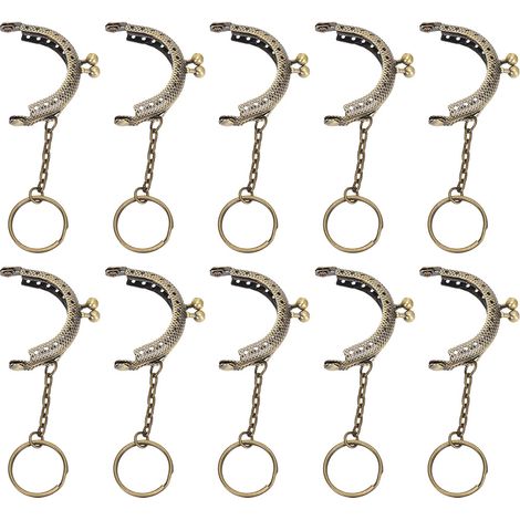 10 Cadres de Sac Métallique Antique, Fermoir Baiser en Ton Bronze, Semicercle Chaînette 5cm pour DIY (1/5)