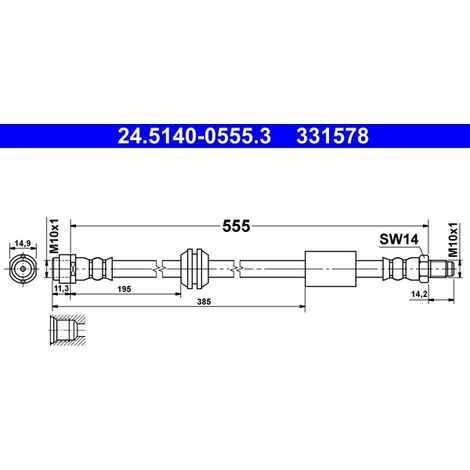 Flexible de frein ATE 24.5140-0555.3 MERCEDES-BENZ 251 420 03 48 251 420 05 48
