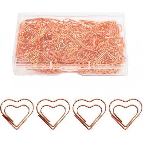 100 clips de papel con forma de corazón,2,2 x 2 cm,Clips de papel únicos,Material de oficina,Clips para archivos,Ideales para la oficina (1/5)