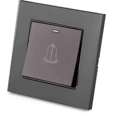 Bouton-poussoir de sonnette, bouton de sonnette extérieur, sonnette murale avec panneau en verre trempé, interrupteur à bouton-poussoir 220250 V, appareils pour hôtels et résidences. (1/4)