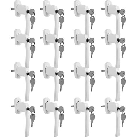Fenstergriff Fenstergriffe Alu Set Sicherheitsfenstergriff abschließbar Griff 16X weiß