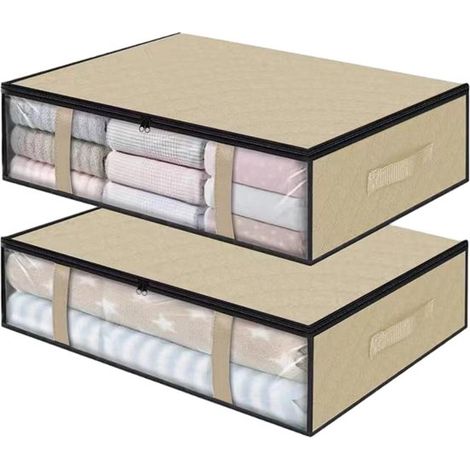 Confezione da 2 scatole portaoggetti da riporre sotto il letto,cassetti sotto il letto,borsa porta abiti pieghevole con coperchio,904815 cm (1/5)
