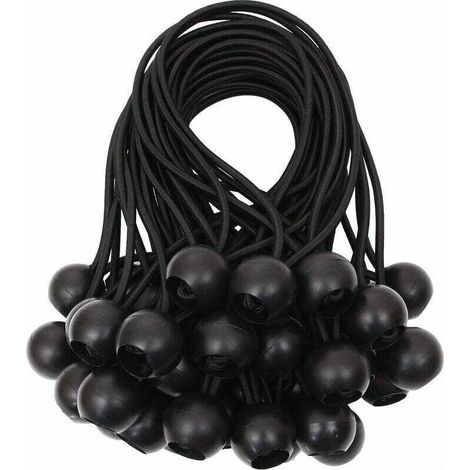 UlisemTendeur de bâche Tendeurs à boule tendeur élastique tendeur en caoutchouc pour bannière, bâche, pavillon, tente, rideaux Harnais d’extension, support de bâche Blanc, 15cm (Noir, 40pcs) (1/4)