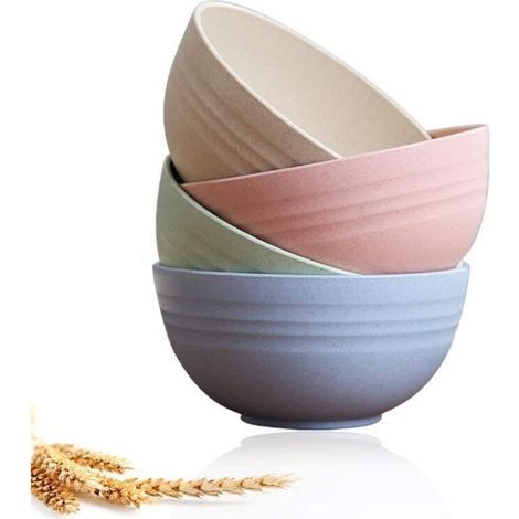 Umweltfreundliche, biologisch abbaubare Schalen aus Weizenstroh – 4er-Set, 12 x 12 cm, spülmaschinenfest, ideal für Müsli, Salate, Desserts und Eiscreme