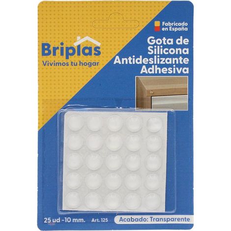 BRIPLAS gota silicona antideslizante adhesiva 10 mm , Silicona antideslizante adhesiva 10 mm Briplas Gotas adhesivas antideslizantes transparentes Fabricadas en silicona