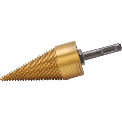 Holzspaltkegel für Bohrmaschine, 42 mm Holzspaltdorn mit Rundschaft und Titanbeschichtung