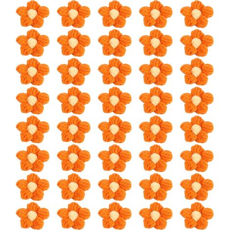 40Pcs Artificial Knitted Wool Flowers High Simulation Reusable Cute Artificial Orange Flower for Home Prom Wedding Decor (1/5)