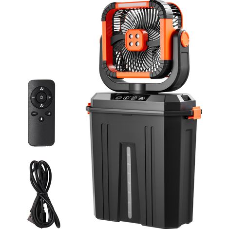 Mophorn Akku-Campingventilator mit 2400 U/min Motor, Outdoor-Lüfter mit 12-L-Wassertank, 20000-mAh-Akku, 4 Geschwindigkeitsstufen & 3 Beleuchtungsmodi, tragbarer Nebelventilator für Camping