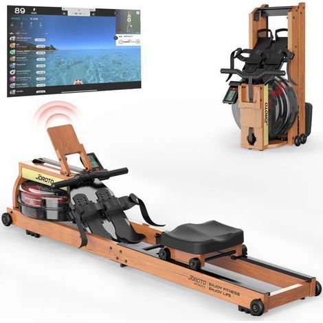 Wasser-Rudergerät faltbar - JOROTO - MR280PROB - Massivholz Eiche FSC - 6 Widerstandsstufen Wasser - Bluetooth Kinomap