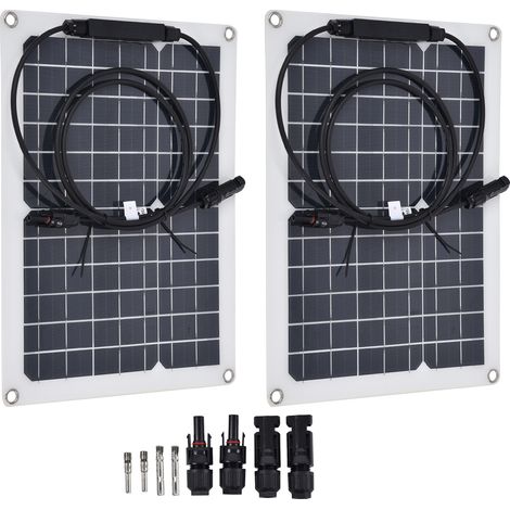Kit 2 panneaux solaires 15W monocristallins portables pour bateau extérieur caravane RV