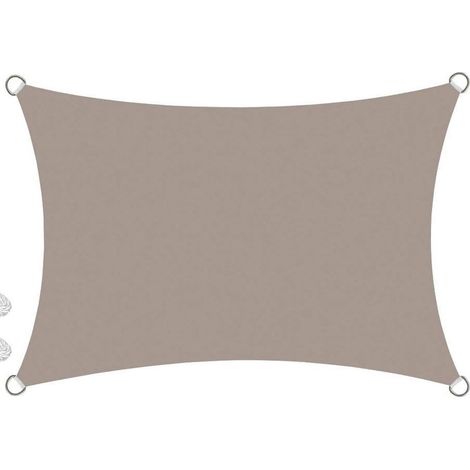 Voiles Ombrages Rectangulaire Imperméable Toiles D'ombrages UV Cordons 2x4m bache ombrage exterieur - kaki (1/5)