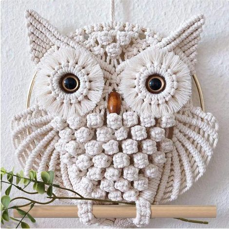 Hibou Macramé Tenture Murale Tapisserie Macramé Décoration Murale Tissé À La Main Boho Ornement Mur Art Cintre Décor À La Maison Bureau Salon Chambre Pépinière Artisanat Décorations (1/5)