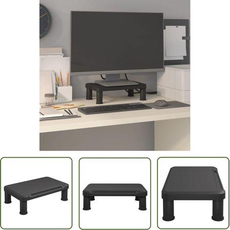 The Living Store Support de moniteur Noir 38x24x10,5 cm - Support De Moniteur - Meuble Tv - Rehausseur D'écran - Ergonomie - Rangement Bureau (1/5)