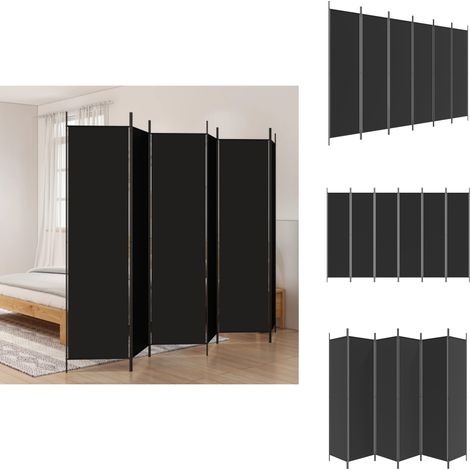 Cloison de séparation 6 panneaux Noir 300x200 cm Tissu - Cloison De Séparation - Écran De Confidentialité - Séparateur De Pièce - Mur D'intimité - Décoration Murale (1/5)