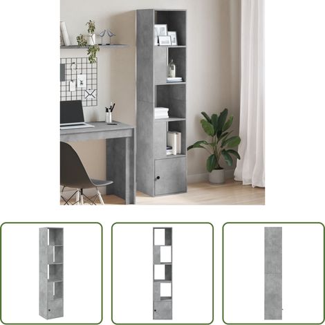 Rangement bureau - Bibliothèque gris béton 40x36x189 cm bois d'ingénierie (1/5)