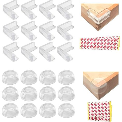 24 pièces Protecteurs D'angle pour Enfants Transparent, Protege Coin Bébé de Sécurité avec Adhésif Renforcé, pour Tables et Coins de Meubles