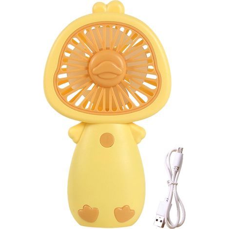 Ventilateur portable, petit ventilateur à main Ventilateur portable puissant à 3 vitesses, design cartoon, rechargeable par USB